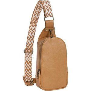 Crossbody Vegan Leather Sling Bag with Guitar Strap